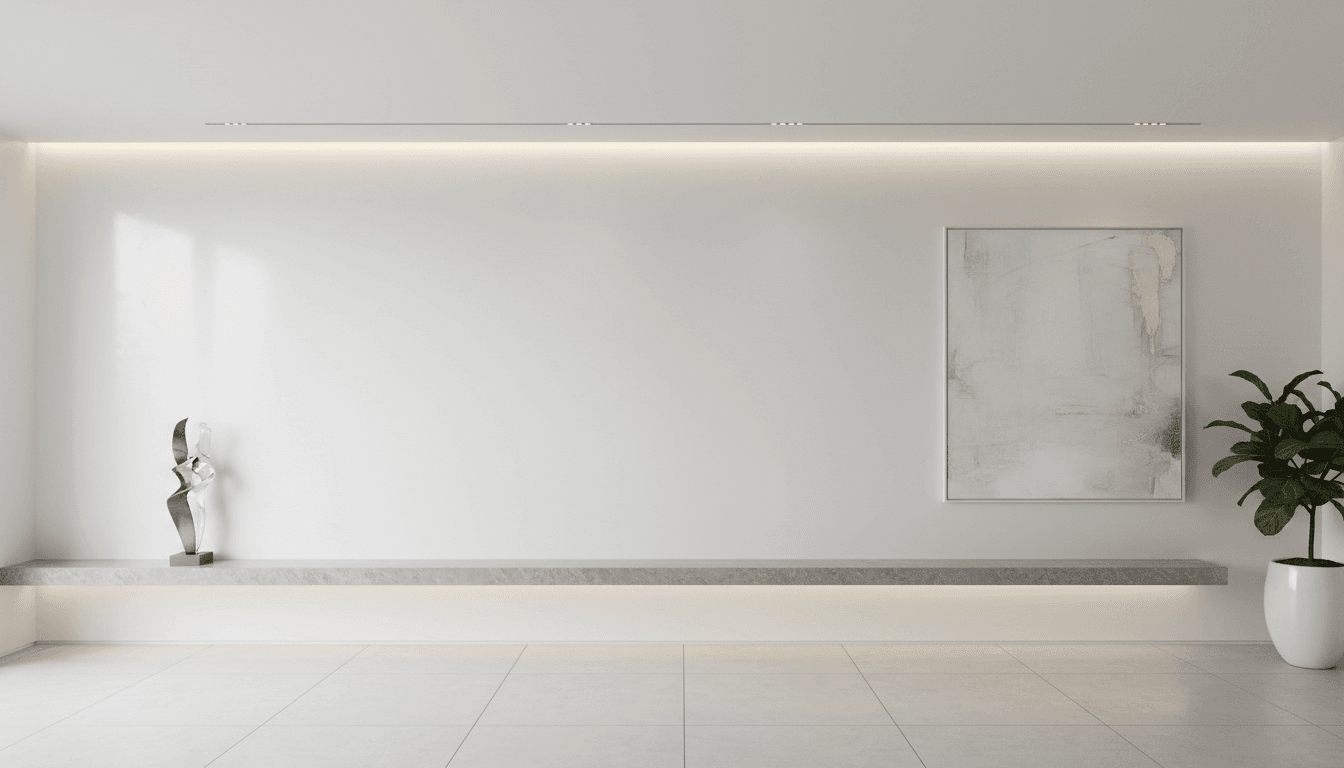 Perfect luxury drywall finish with pristine white walls and seamless skim coating in modern residential interior